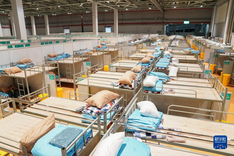 Hospitali ya muda ya Kituo cha Mikutano cha Taifa huko Shanghai katika asubuhi mapema
