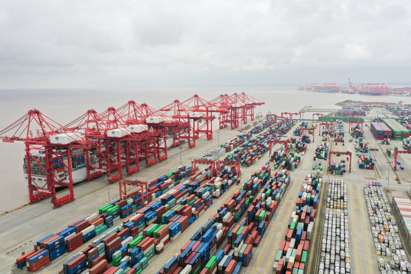 Picha iliyopigwa Tarehe 15 Aprili 2022 ikionyesha mwonekano wa Bandari ya Yangshan huko Shanghai, Mashariki mwa China. (Xinhua/Ding Ting)
