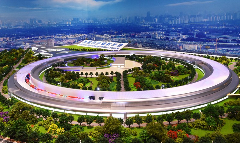 Picha iliyopigwa Mei 21, 2019 ikionyesha modeli ya Kituo cha Chanzo cha Nishati ya Juu inayotokana na mionzi ya Mwanga kilichoko Beijing, Mji Mkuu wa China. (Xinhua/Ren Chao)
