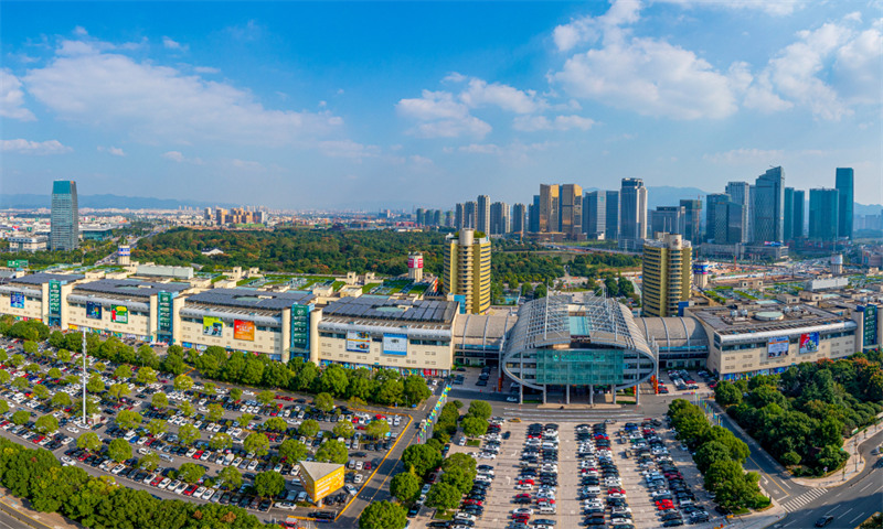 Mandhari ya angani ya Soko la Biashara la Kimataifa la Yiwu huko Yiwu, Mkoa wa Zhejiang, Mashariki mwa China (Picha: VCG)