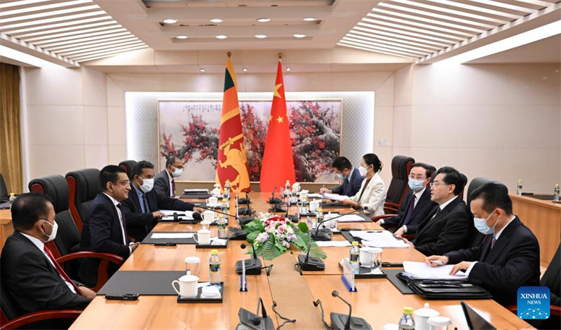 Waziri wa Mambo ya Nje wa China Qin Gang akikutana na Ali Sabry, Waziri wa Mambo ya Nje wa Sri Lanka, mjini Beijing, China, Juni 25, 2023. (Xinhua/Zhang Ling)