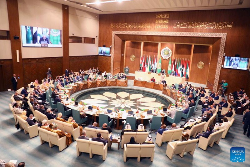 Washiriki wakihudhuria mkutano maalum wa mawaziri wa mambo ya nje wa Jumuiya ya Nchi za Kiarabu (AL) kwenye makao makuu ya AL huko Cairo, Misri, Oktoba 11, 2023. (Xinhua/Ahmed Gomaa)