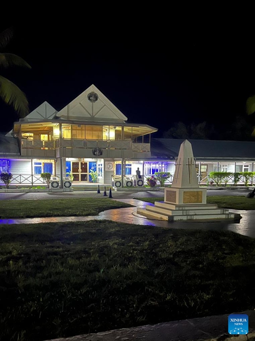 Picha hii iliyopigwa Januari 15, 2024 ikionyesha Bunge la Jamhuri ya Nauru. (Picha na Liang Bijiao/Xinhua)