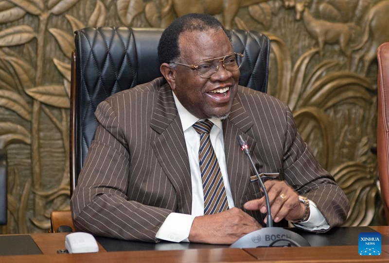 Picha ya kumbukumbu iliyopigwa Machi 14, 2022 ikimwonyesha Hage G. Geingob wakati akizungumza mjini Windhoek, Namibia. (Xinhua/Chen Cheng)