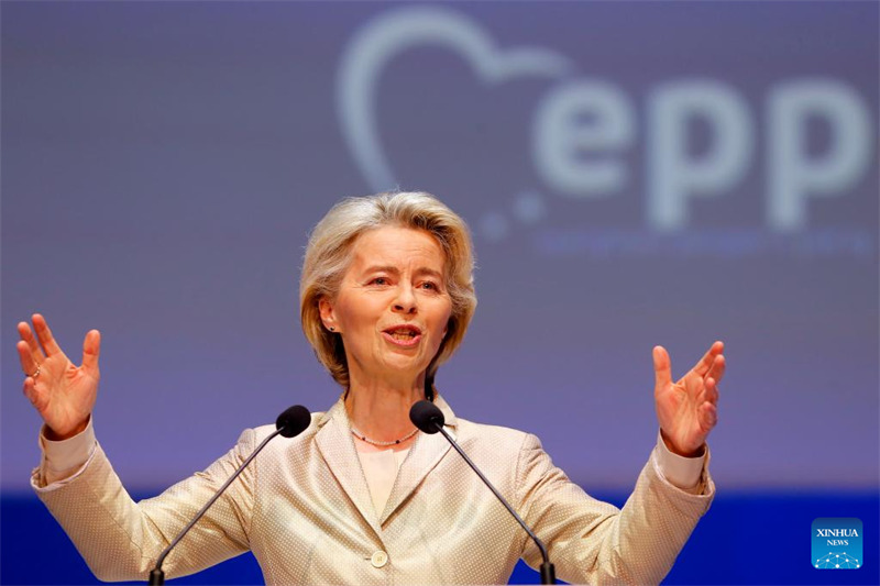 Rais wa Kamisheni ya Ulaya (EC) Ursula von der Leyen akizungumza mjini Bucharest, Romania, Machi 7, 2024. (Picha na Cristian Cristel/Xinhua)