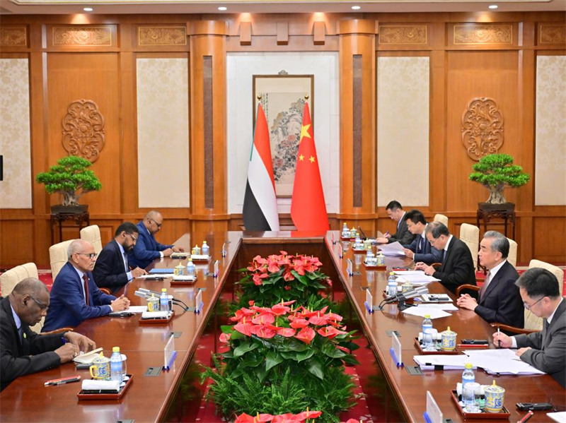 Waziri wa Mambo ya Nje wa China Wang Yi, ambaye pia ni Mjumbe wa Ofisi ya Siasa ya Kamati Kuu ya Chama cha Kikomunisti cha China (CPC), akikutana na mwenzake wa Sudan Hussein Awad, ambaye yuko nchini China kuhudhuria mkutano wa 10 wa mawaziri wa Baraza la Ushirikiano kati ya China na Nchi za Kiarabu, mjini Beijing, China, Mei 28, 2024. (Xinhua/Yue Yuewei)
