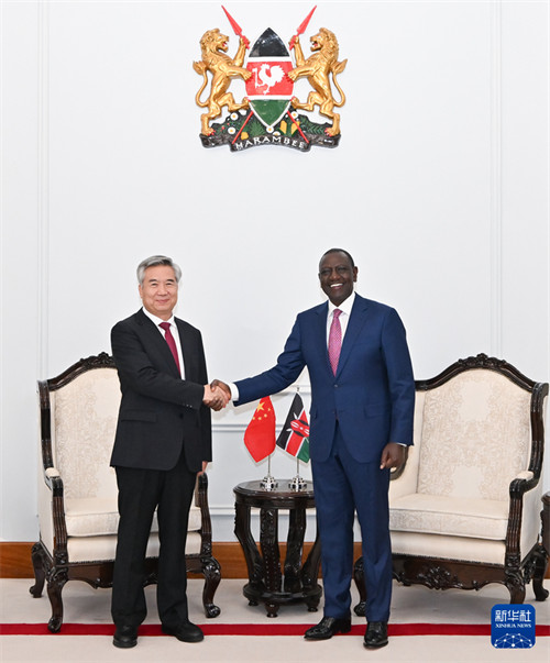 Tarehe 4, Novemba kwa saa za huko Nairobi, Li Xi akikutana na rais William Ruto wa Kenya. (Picha na Li Xiang/Xinhua)