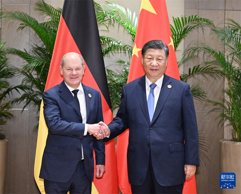 Asubuhi ya Tarehe 19, Novemba kwa saa za huko, Rais Xi Jinping wa China amekutana na Chansela wa Ujerumani Chancellor Olaf Scholz katika wakati wa kuhudhuria kwenye Mkutano wa 19 wa kundi la nchi 20 (G20) huko Rio de Janeiro, Brazil. (Picha na Xie Huanchi/Xinhua)