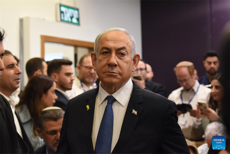 Waziri Mkuu wa Israel Benjamin Netanyahu akionekana katika mahakama ya Tel Aviv, Israel, Desemba 10, 2024. (Reuven Kastro/JINI kupitia Xinhua)