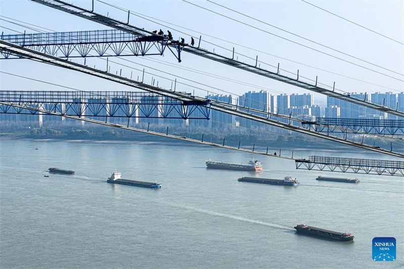 Daraja la Yanji la Mto Yangtze linaloendelea kujengwa katika Mkoa wa Hubei wa China
