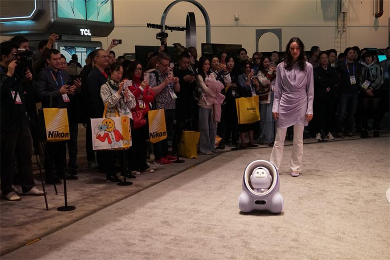 Roboti ya AI kutoka kampuni ya TCL ya China ikionyeshwa kwenye Maonyesho ya Vifaa vya Matumizi vya Kielektroniki (CES) 2025 mjini Las Vegas, Marekani, Januari 7, 2025. (Picha na Zeng Hui/Xinhua)