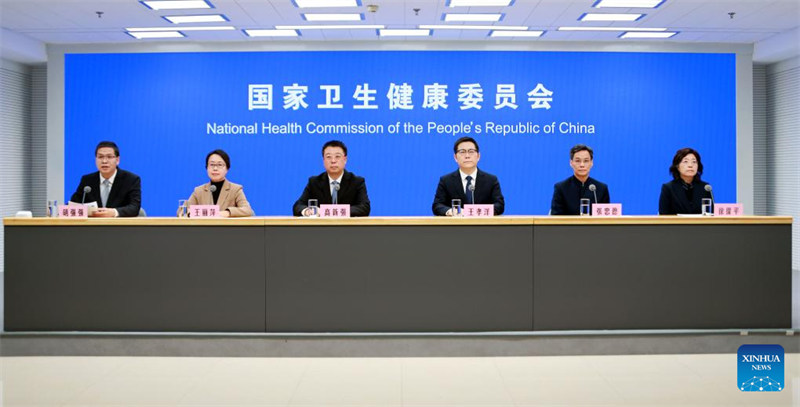 Mkutano na waandishi wa habari ukifanywa na Kamisheni ya Kitaifa ya Afya ya China (NHC) mjini Beijing, mji mkuu wa China, Januari 12, 2025. (Xinhua/Pan Xu)