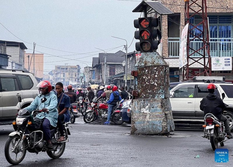Picha hii iliyopigwa Februari 1, 2025 ikionyesha eneo la katikati mwa jiji la Goma, Jimbo la Kivu Kaskazini, Jamhuri ya Kidemokrasia ya Kongo (DRC). (Picha na Zanem Nety Zaidi/Xinhua)