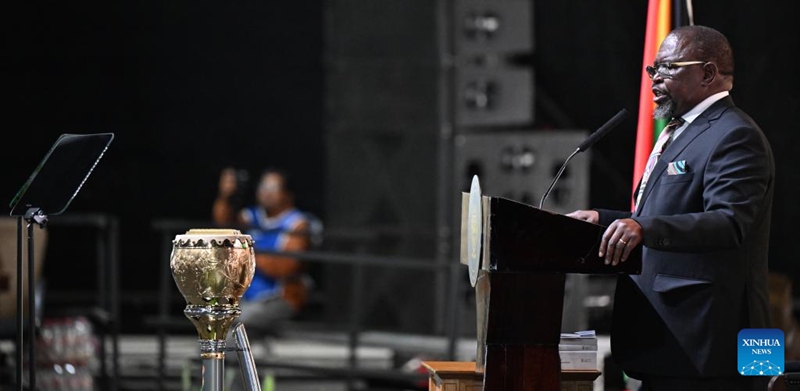Waziri wa Fedha wa Afrika Kusini Enoch Godongwana akitoa Hotuba ya Bajeti ya mwaka 2025 bungeni mjini Cape Town, Afrika Kusini, Machi 12, 2025. (Picha na Xabiso Mkhabela/Xinhua)