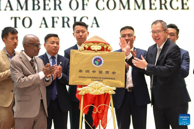 Wawakilishi wakishiriki kwenye hafla ya uzinduzi wa Shirikisho la Wafanyabiashara wa China barani Afrika mjini Addis Ababa, Ethiopia, Aprili 28, 2025. (Xinhua/Michael Tewelde)