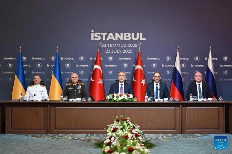 Duru ya tatu ya mazungumzo ya amani kati ya Russia na Ukraine ikifanyika Istanbul, Uturuki, Julai 23, 2025. (Wizara ya Mambo ya Nje ya Uturuki/kupitia Xinhua)