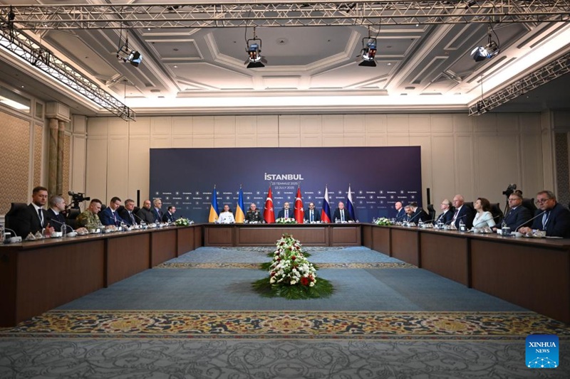 Duru ya tatu ya mazungumzo ya amani kati ya Russia na Ukraine ikifanyika Istanbul, Uturuki, Julai 23, 2025. (Wizara ya Mambo ya Nje ya Uturuki/kupitia Xinhua)