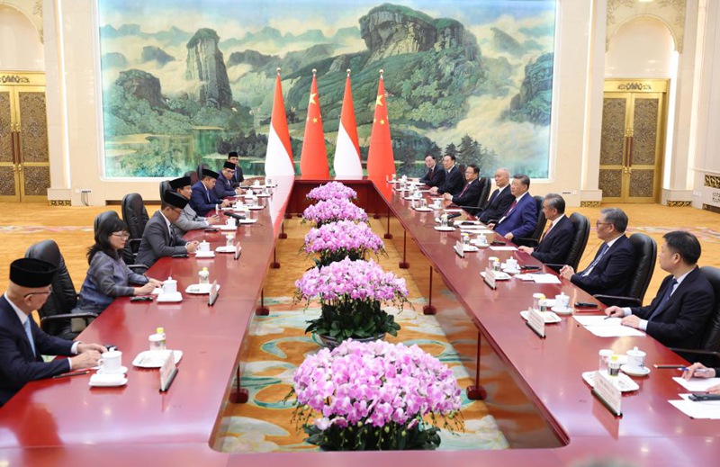 Rais Xi Jinping wa China akikutana na Rais Prabowo Subianto wa Indonesia kwenye Jumba la Mikutano ya Umma mjini Beijing, mji mkuu wa China, Septemba 3, 2025. (Xinhua/Li Xiang)