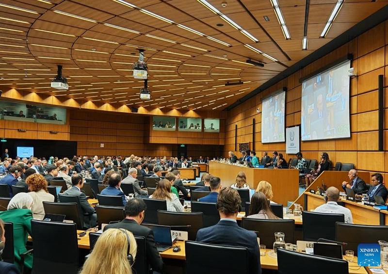 Picha iliyopigwa Septemba 10, 2025 ikionyesha mwonekano wa mkutano wa Baraza la Magavana wa Shirika la Kimataifa la Nishati ya Atomiki (IAEA) mjini Vienna, Austria. (Ujumbe wa Kudumu wa China katika Umoja wa Mataifa na Mashirika mengine ya Kimataifa mjini Vienna/kupitia Xinhua)