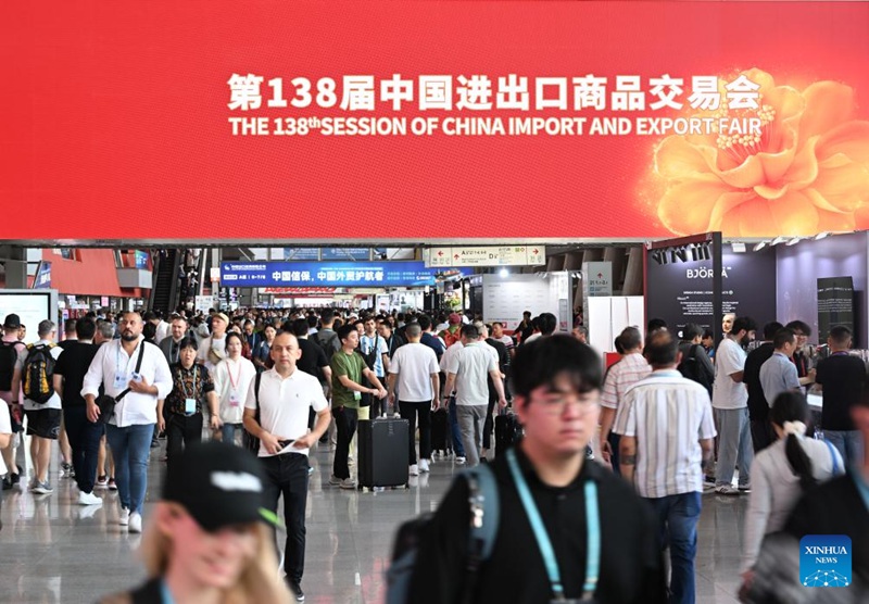 Picha hii iliyopigwa Oktoba 15, 2025 ikionyesha  Maonyesho ya 138 ya Uagizaji na Uuzaji Bidhaa Nje ya China mjini Guangzhou, Mkoa wa Guangdong, kusini mwa China. (Xinhua/Deng Hua)