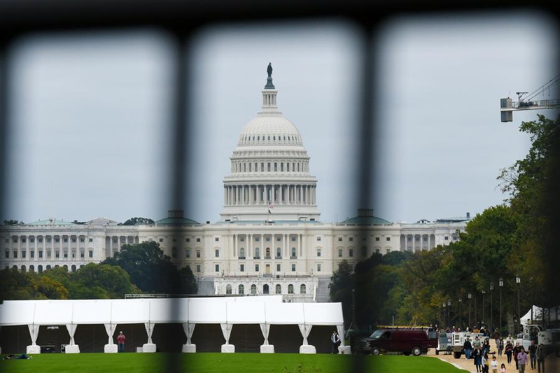 Picha hii iliyopigwa Oktoba 12, 2025 ikionyesha jengo la Bunge la Marekani, Capitol mjini Washington, D.C., Marekani. (Xinhua/Li Rui)