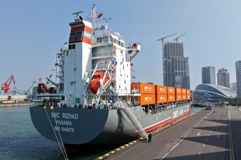 Njia ya moja kwa moja ya kusafirisha makontena kwa meli yaunganisha Miji ya Qingdao, China na Jeju, Korea Kusini