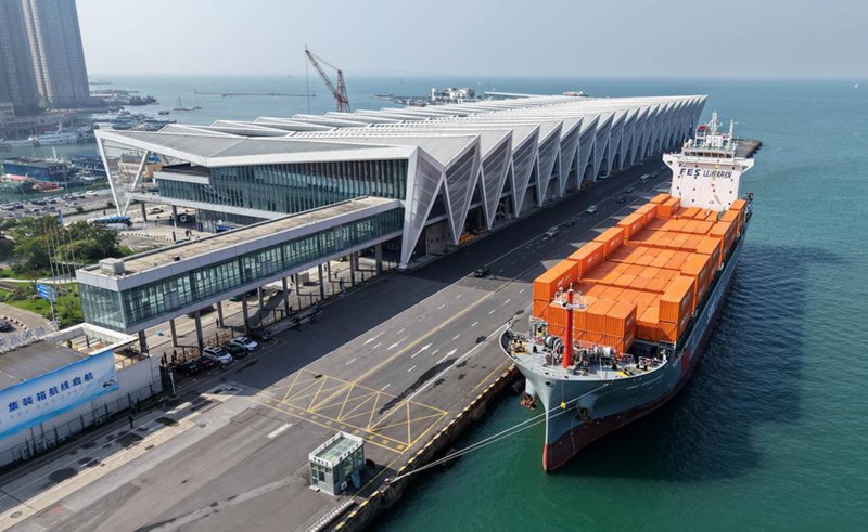 Njia ya moja kwa moja ya kusafirisha makontena kwa meli yaunganisha Miji ya Qingdao, China na Jeju, Korea Kusini