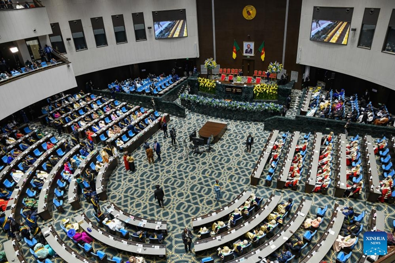 Picha iliyopigwa Novemba 6, 2025, ikionyesha hafla ya kuapishwa kwa Rais wa Cameroon Paul Biya mjini Yaounde, mji mkuu wa Cameroon. (Xinhua/Kepseu)