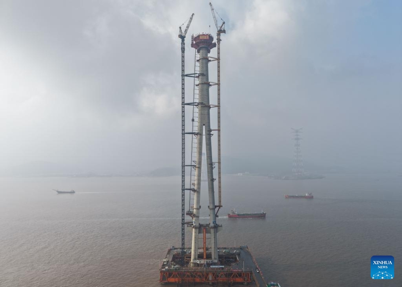 Ujenzi wa mnara mrefu zaidi wa daraja uliojengwa baharini wakamilika katika Zhoushan, Mkoa wa Zhejiang wa China