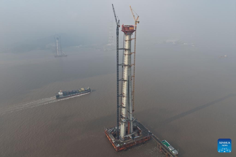Ujenzi wa mnara mrefu zaidi wa daraja uliojengwa baharini wakamilika katika Zhoushan, Mkoa wa Zhejiang wa China