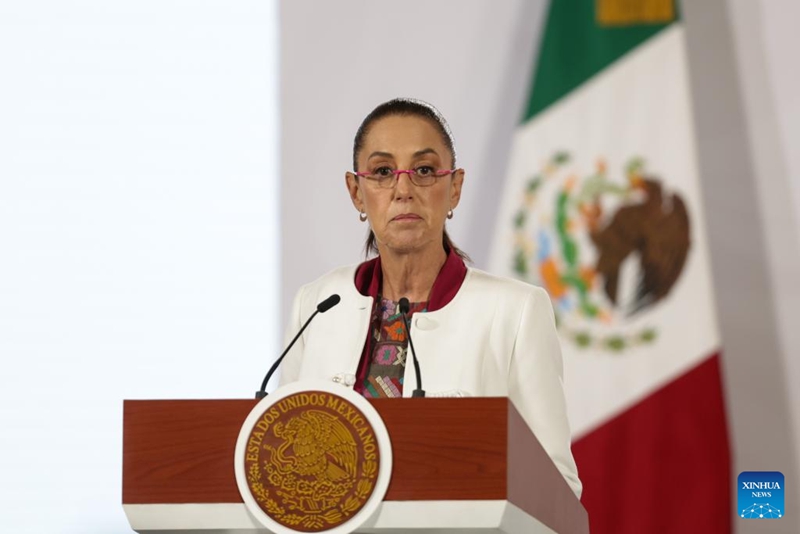 Rais Claudia Sheinbaum wa Mexico akihudhuria mkutano na waandishi wa habari huko Mexico City, mji mkuu wa Mexico, Januari 5, 2026. (Picha na Francisco Canedo/Xinhua)