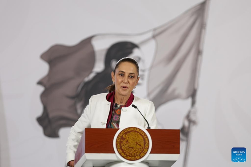 Rais wa Mexico Claudia Sheinbaum akizungumza kwenye mkutano wake na waandishi wa habari huko Mexico City, mji mkuu wa Mexico, Januari 5, 2026. (Picha na Francisco Canedo/Xinhua)