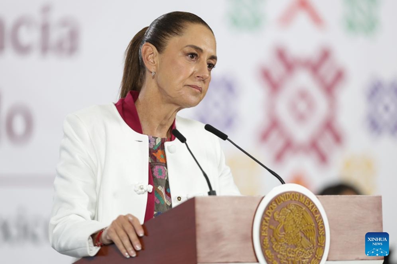 Rais wa Mexico Claudia Sheinbaum akihudhuria mkutano na waandishi wa habari huko Mexico City, mji mkuu wa Mexico, Januari 5, 2026. (Picha na Francisco Canedo/Xinhua)