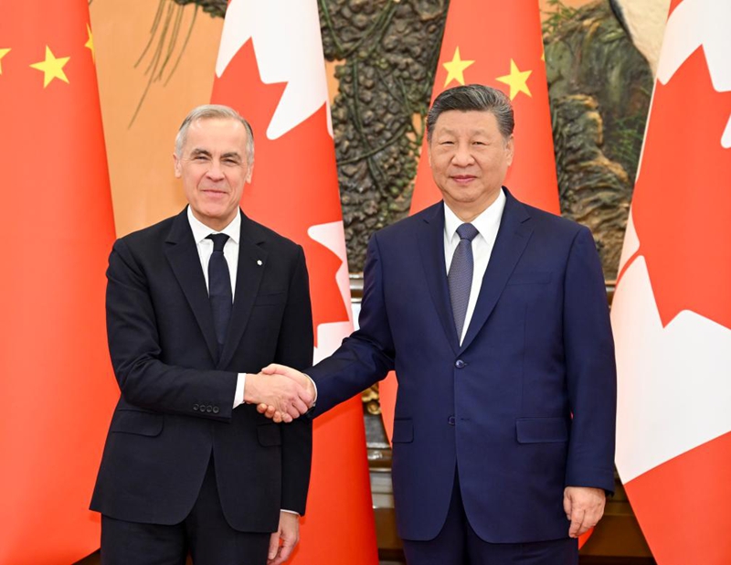 Rais wa China Xi Jinping akikutana na Waziri Mkuu wa Canada Mark Carney kwenye Jumba la Mikutano ya Umma mjini Beijing, mji mkuu wa China, Januari 16, 2026. (Xinhua/Xie Huanchi)