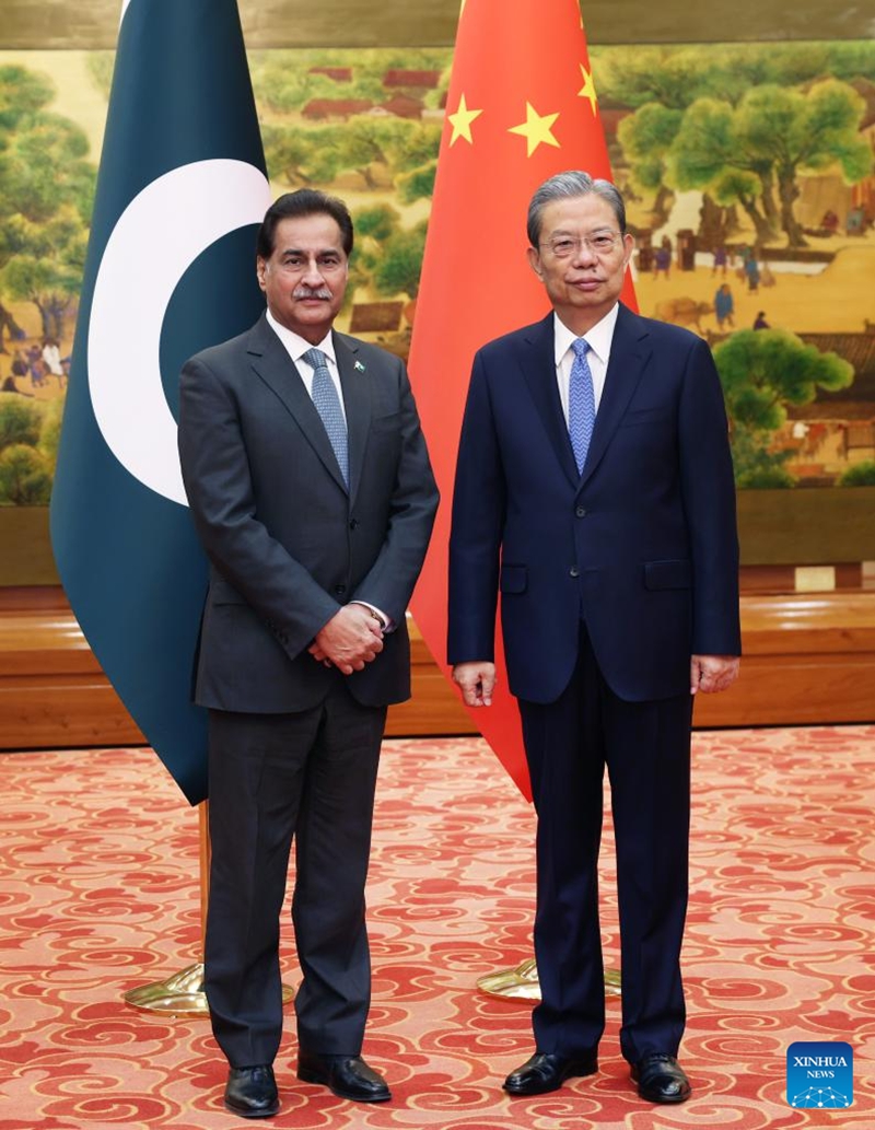 Zhao Leji, Spika wa Bunge la Umma la China akifanya mazungumzo na Sardar Ayaz Sadiq, Spika wa Bunge la Taifa la Pakistan kwenye Jumba la Mikutano ya Umma mjini Beijing, mji mkuu wa China, Januari 19. 2026. (Xinhua/Liu Weibing)