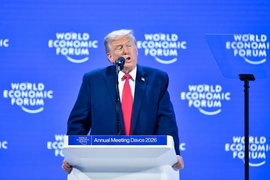 Rais wa Marekani Donald Trump akihutubia Mkutano wa Mwaka wa Jukwaa la Uchumi Duniani mjini Davos, Uswisi, Januari 21, 2026. (Xinhua/Lian Yi)