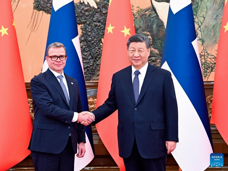Rais wa China Xi Jinping akikutana na Waziri Mkuu wa Finland Petteri Orpo, ambaye yuko katika ziara rasmi nchini China, kwenye Jumba la Mikutano ya Umma  la Beijing, Januari 27, 2026. (Xinhua/Li Xiang)