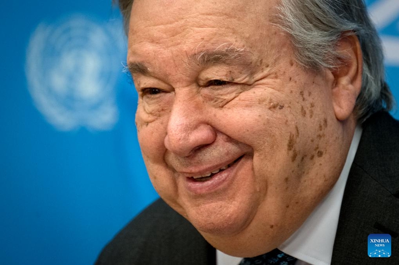 Katibu Mkuu wa Umoja wa Mataifa Antonio Guterres akizungumza katika mkutano na waandishi wa habari wa mwanzo wa mwaka kwenye makao makuu ya Umoja wa Mataifa, New York, Januari 29, 2026. (Mark Garten/Picha za Umoja wa Mataifa/ kupitia Xinhua)