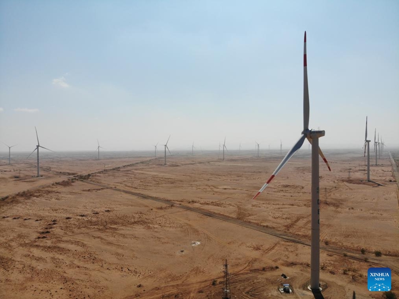 Picha hii ya kumbukumbu isiyo na tarehe ikionyesha mandhari ya Kituo cha Kuzalisha Umeme kwa Nishati ya Upepo wa Aysha II katika Jimbo la Somali, Ethiopia. (Shirika la Umeme la Dongfang/kupitia Xinhua)