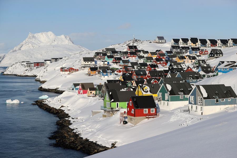 Picha hii iliyopigwa Machi 20, 2025 ikionyesha mandhari ya Nuuk, Greenland, eneo linalojitawala la Denmark. (Xinhua/Zhao Dingzhe)