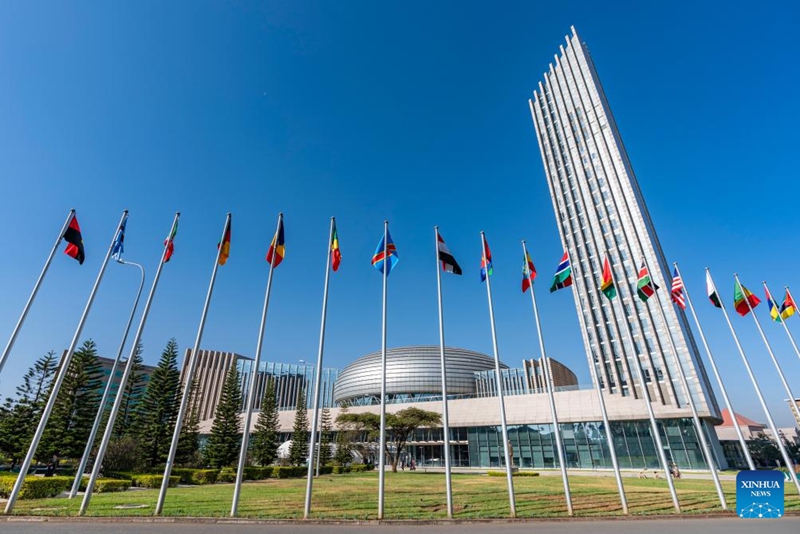 Picha hii iliyopigwa Februari 11, 2026 ikionyesha makao makuu ya Umoja wa Afrika (AU) mjini Addis Ababa, Ethiopia. (Xinhua/Xie Jianfei)
