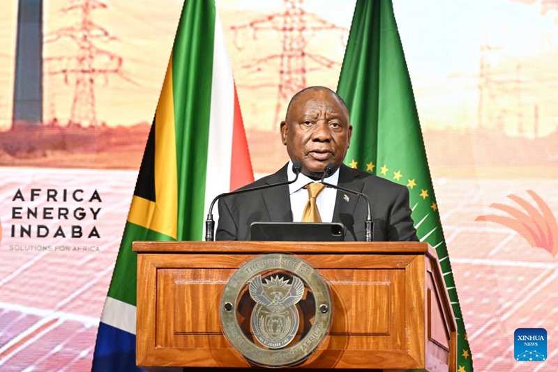 Rais wa Afrika Kusini Cyril Ramaphosa akizungumza kwenye Mkutano wa Nishati wa Afrika 2026 (Africa Energy Indaba 2026) mjini Cape Town, Afrika Kusini, Machi 4, 2026. (Picha na Xabiso Mkhabela/Xinhua)