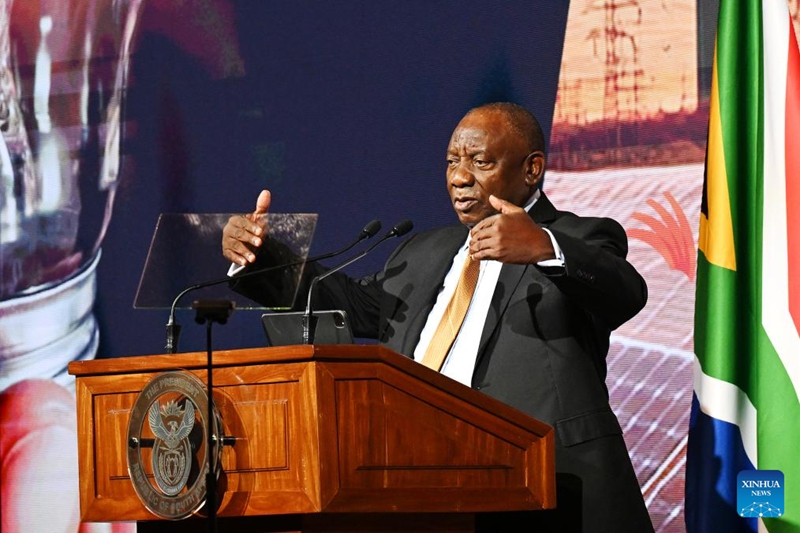 Rais wa Afrika Kusini Cyril Ramaphosa akizungumza kwenye Mkutano wa Nishati wa Afrika 2026 (Africa Energy Indaba 2026) mjini Cape Town, Afrika Kusini, Machi 4, 2026. (Picha na Xabiso Mkhabela/Xinhua)