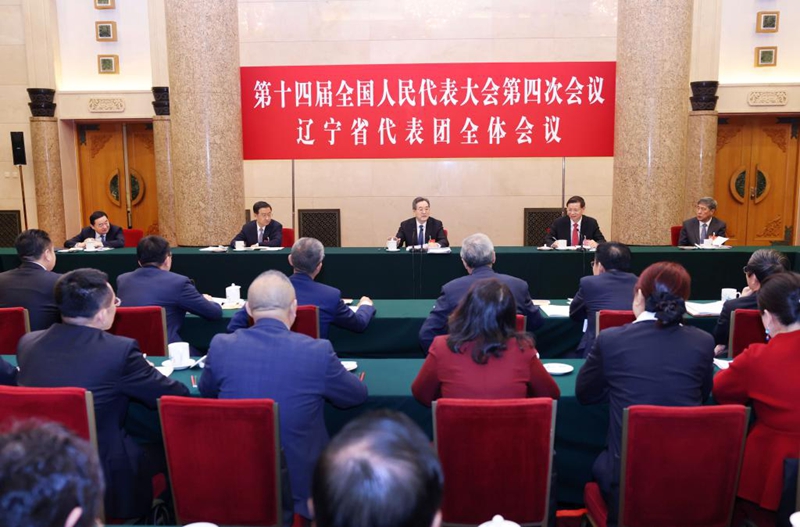 Ding Xuexiang, mjumbe wa Kamati ya Kudumu ya Ofisi ya Siasa ya Kamati Kuu ya Chama cha Kikomunisti cha China (CPC) na Naibu Waziri Mkuu wa China akijmuika na wajumbe wa mkoa wa Liaoning kuchunguza ripoti ya kazi ya serikali kwenye mkutano wa nne wa Bunge la 14 la Umma la China, mjini Beijing, China, Machi 5, 2026. (Xinhua/Liu Weibing)