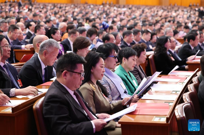 Kikao cha kufungwa kwa mkutano wa nne wa Baraza la 14 la Mashauriano ya Kisiasa la Umma la China (CPPCC) kikifanyika katika Jumba la Mikutano ya Umma la Beijing, China, Machi 11, 2026. (Xinhua/Yao Dawei)