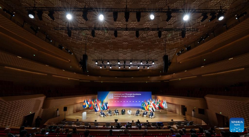 Picha hii iliyopigwa Machi 10, 2026 ikionyesha mjadala wa jopo kwenye Mkutano wa pili wa Viongozi wa Nishati ya Nyuklia mjini Paris, Ufaransa. (Xinhua/Wu Huiwo)