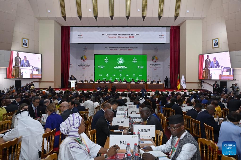 Wajumbe wakihudhuria Mkutano wa 14 wa Mawaziri wa Shirika la Biashara Duniani (WTO), Yaounde, Cameroon, Machi 26, 2026. (Xinhua/Liu Qiong)