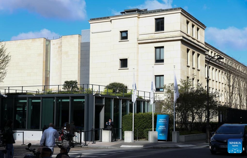 Picha hii iliyopigwa Machi 26, 2026 ikionyesha  mwonekano wa nje ya makao makuu ya Shirika la Ushirikiano wa Kiuchumi na Maendeleo (OECD), Paris, Ufaransa. (Xinhua/Wu Huiwo)
