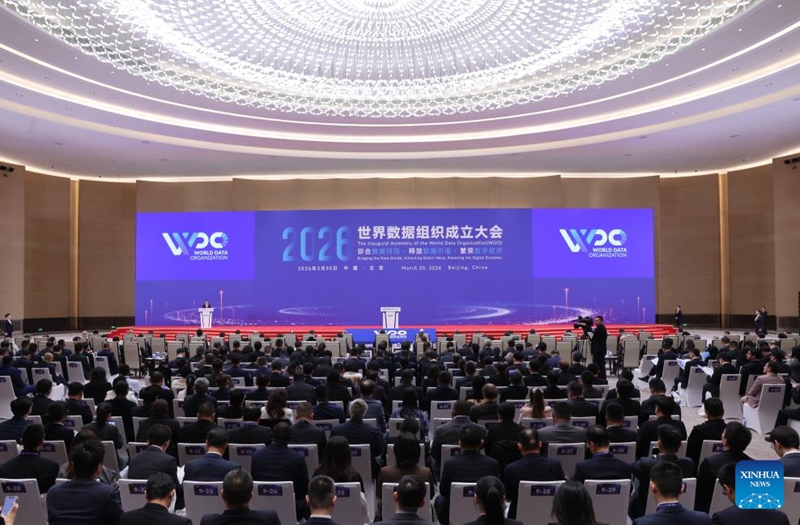 Picha hii iliyopigwa Machi 30, 2026 ikionyesha mkutano wa uzinduzi wa Shirika la Data Duniani (WDO) mjini Beijing, mji mkuu wa China. (Xinhua/Yin Gang)