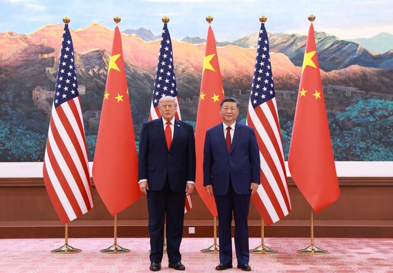 Rais wa China Xi Jinping akifanya mazungumzo na Rais wa Marekani Donald Trump, ambaye yuko katika ziara ya kiserikali nchini China, kwenye Jumba la Mikutano ya Umma la Beijing, Mei 14, 2026. (Xinhua/Ding Lin)